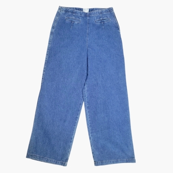 🌸 $10 SALE Moda International Vintage Wide Leg High Waist Blue Jeans Y2K 90s 14 - Picture 1 of 9